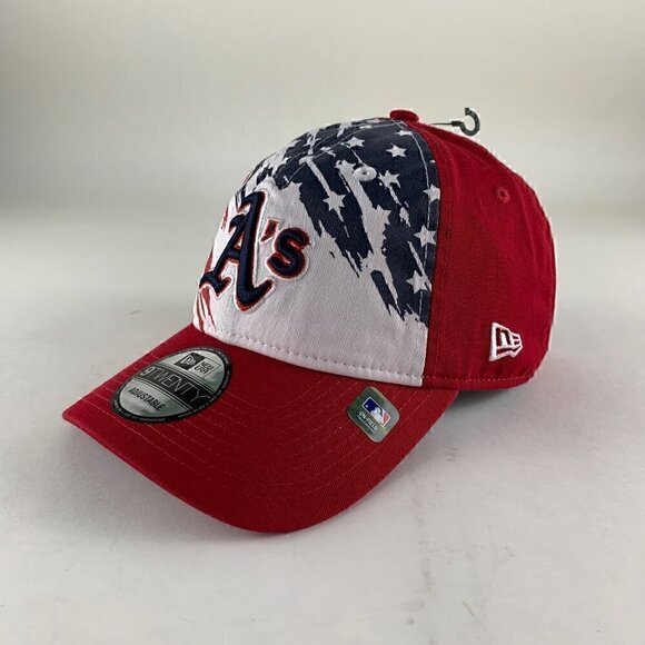 Oakland Athletics MLB Red White Patriotic New Era Relaxed Fit Adjustable Hat - Picture 1 of 6